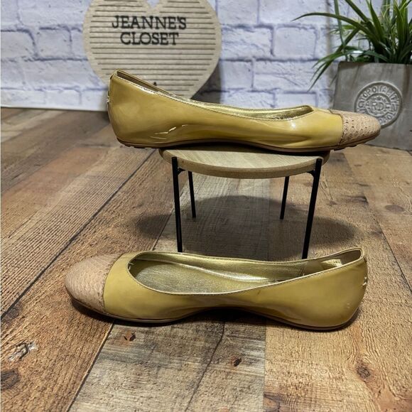 Jimmy Choo Animal Print Cap Toe Tan Patent Leather Ballet Flats EUR 39 - Picture 3 of 15